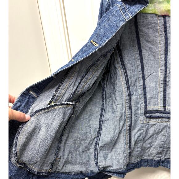 Tria Jean Jacket Fitted Floral Silver-toned Buttons XL - Picture 5 of 9